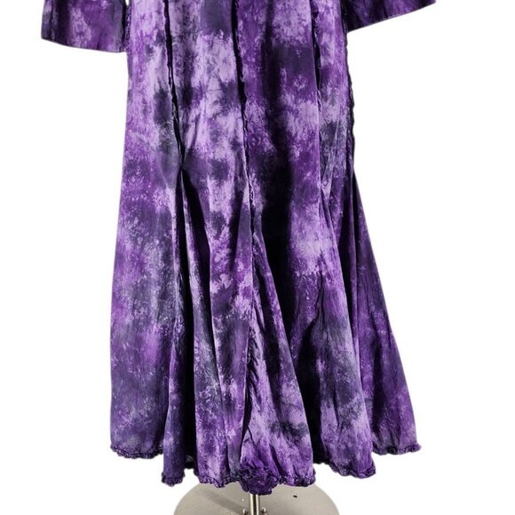 Vintage Phool Womens Large Dress Maxi Tie Dye Purple Ruffle Boho Hippie Party - Picture 6 of 9